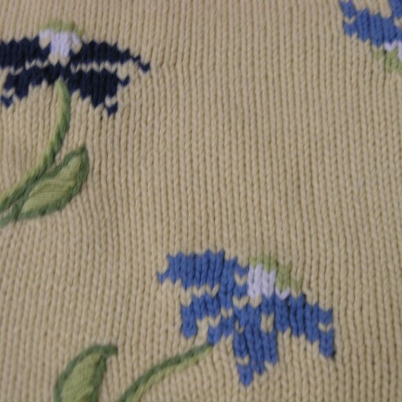 Vintage Standard Blues Creamy Yellow Floral 100% Cotton Sweater Women's Size Med - Picture 6 of 7